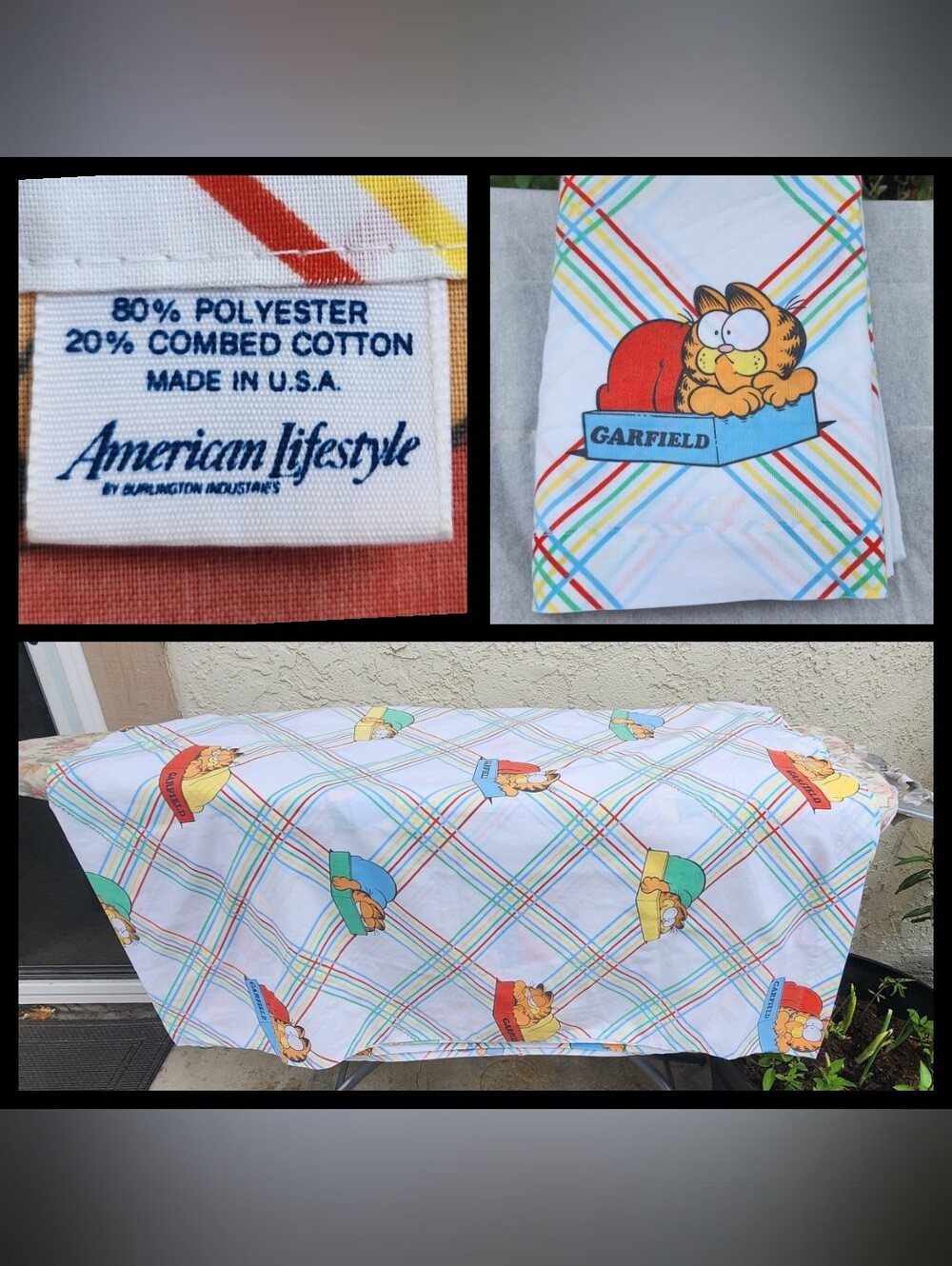 Vintage 1978 Garfield The Cat Twin FLAT Bed Sheet Only - AMERICAN LIFESTYLE